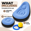 1x Inflatable Lounge Chair with Ottoman - Navy Blue